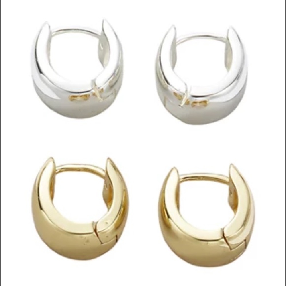 🆕 Belk Silverworks Polished Huggie Hoop Earring Set